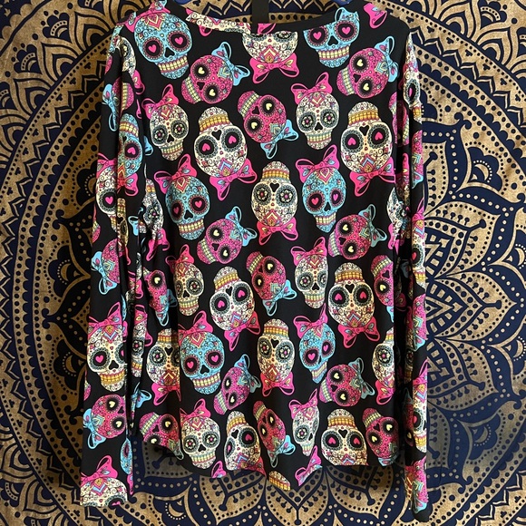 Sugar Skull Print Shirt 3X - Picture 2 of 5